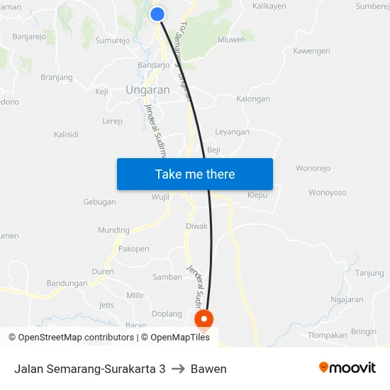 Jalan Semarang-Surakarta 3 to Bawen map