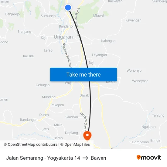 Jalan Semarang - Yogyakarta 14 to Bawen map
