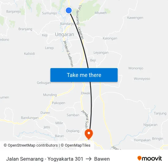 Jalan Semarang - Yogyakarta 301 to Bawen map