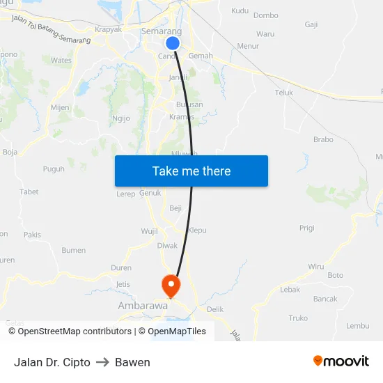 Jalan Dr. Cipto to Bawen map