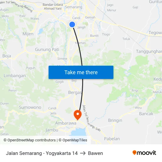 Jalan Semarang - Yogyakarta 14 to Bawen map