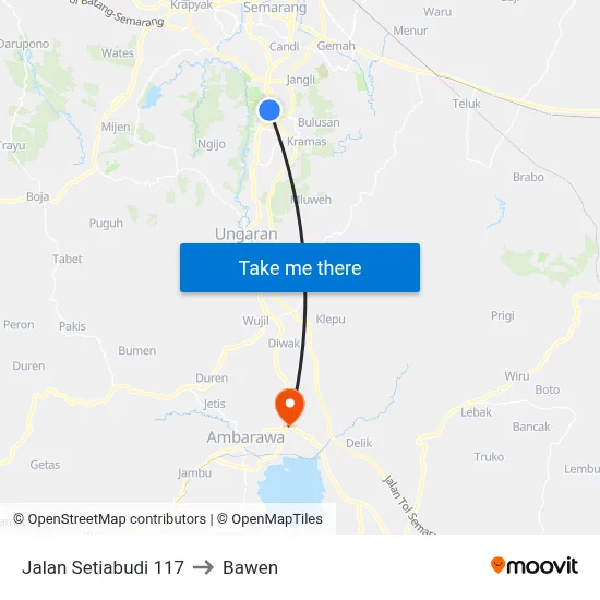 Jalan Setiabudi 117 to Bawen map