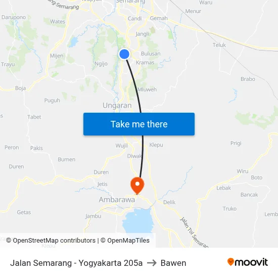 Jalan Semarang - Yogyakarta 205a to Bawen map