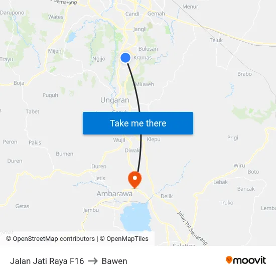 Jalan Jati Raya F16 to Bawen map