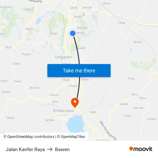 Jalan Kanfer Raya to Bawen map