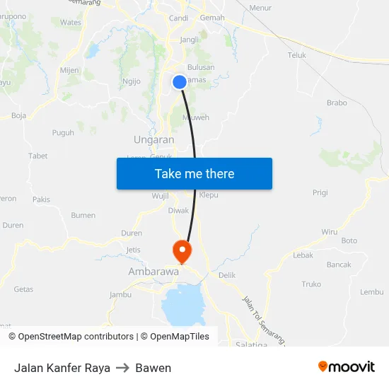 Jalan Kanfer Raya to Bawen map