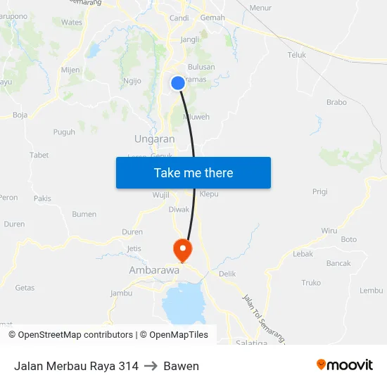 Jalan Merbau Raya 314 to Bawen map