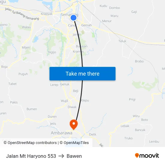 Jalan Mt Haryono 553 to Bawen map