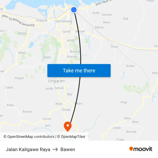 Jalan Kaligawe Raya to Bawen map