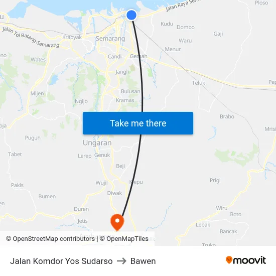 Jalan Komdor Yos Sudarso to Bawen map