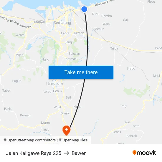 Jalan Kaligawe Raya 225 to Bawen map