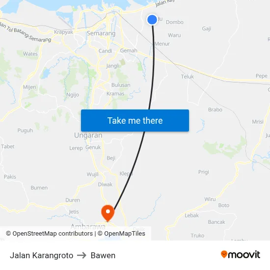 Jalan Karangroto to Bawen map