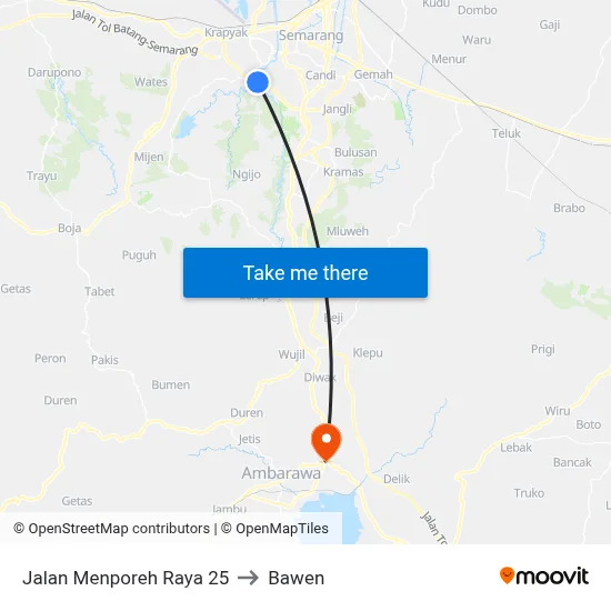 Jalan Menporeh Raya 25 to Bawen map