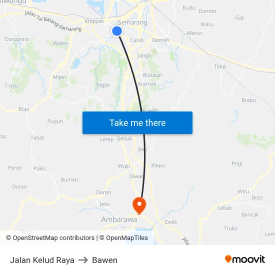 Jalan Kelud Raya to Bawen map