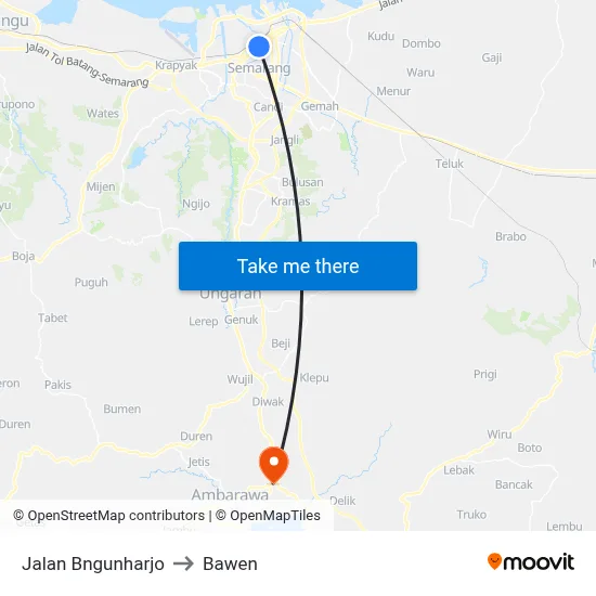 Jalan Bngunharjo to Bawen map