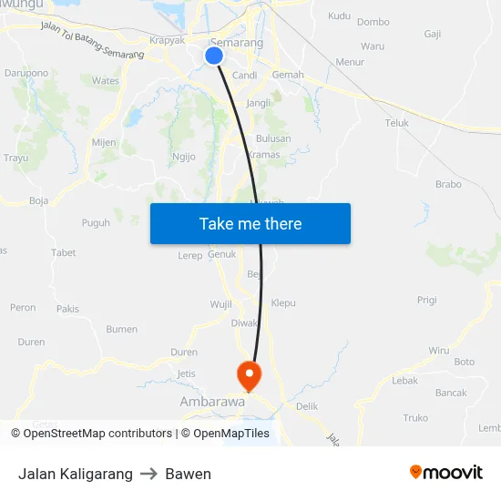 Jalan Kaligarang to Bawen map