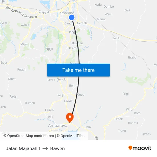 Jalan Majapahit to Bawen map