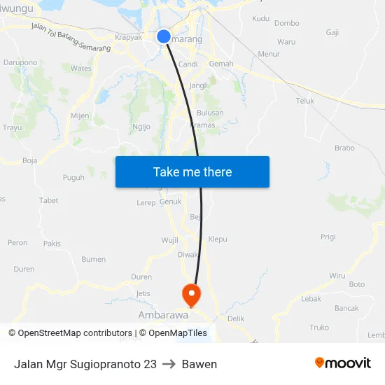 Jalan Mgr Sugiopranoto 23 to Bawen map