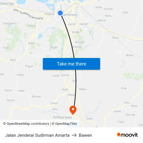 Jalan Jenderal Sudirman Amarta to Bawen map