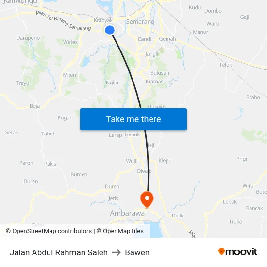 Jalan Abdul Rahman Saleh to Bawen map