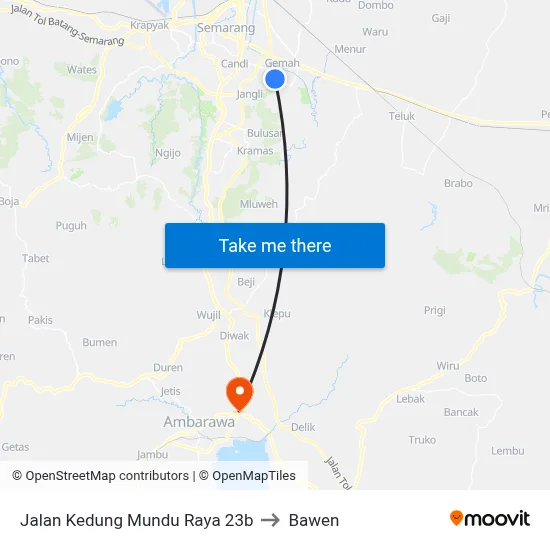 Jalan Kedung Mundu Raya 23b to Bawen map