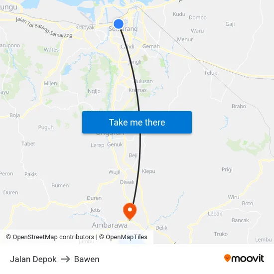 Jalan Depok to Bawen map