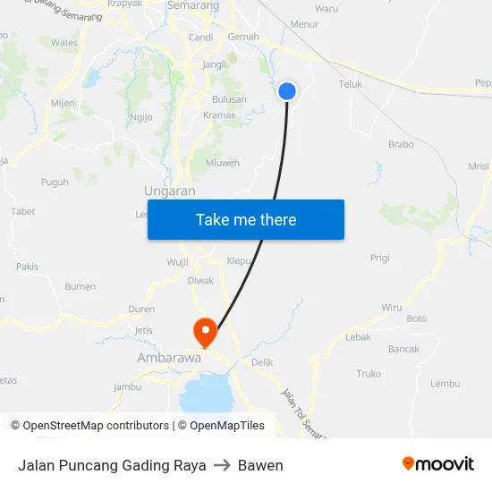 Jalan Puncang Gading Raya to Bawen map
