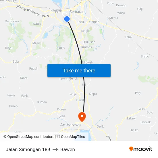 Jalan Simongan 189 to Bawen map