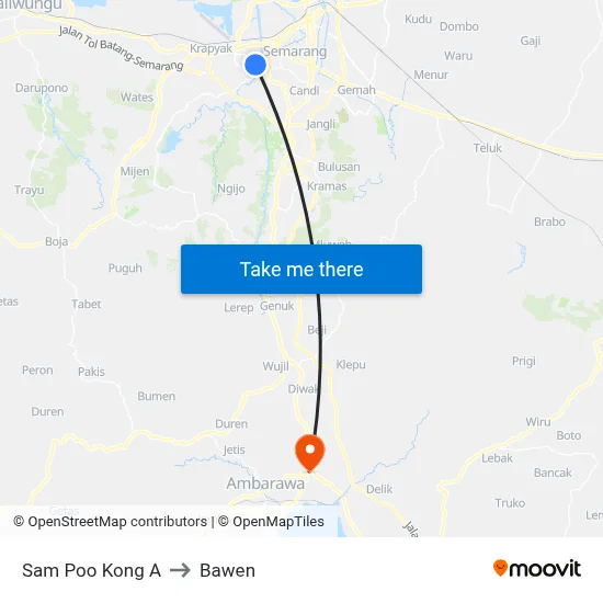 Sam Poo Kong A to Bawen map