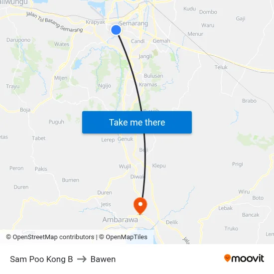 Sam Poo Kong B to Bawen map