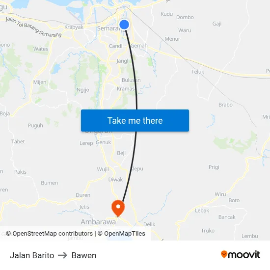 Jalan Barito to Bawen map