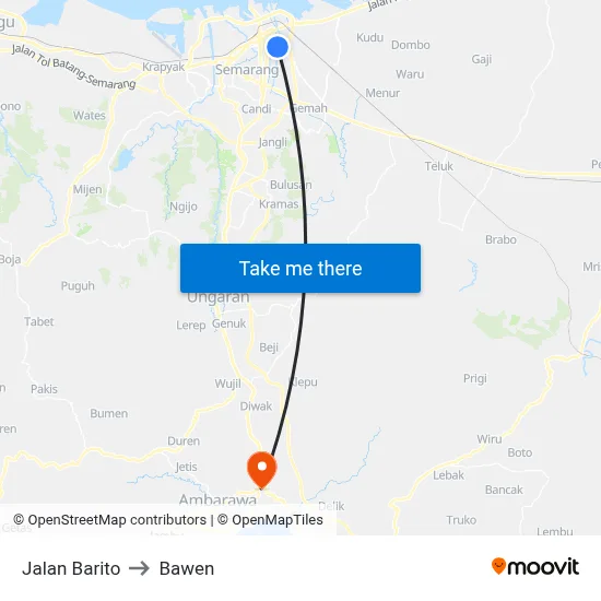 Jalan Barito to Bawen map