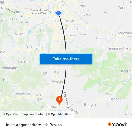 Jalan Angunsarkoro to Bawen map