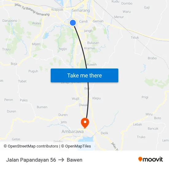 Jalan Papandayan 56 to Bawen map