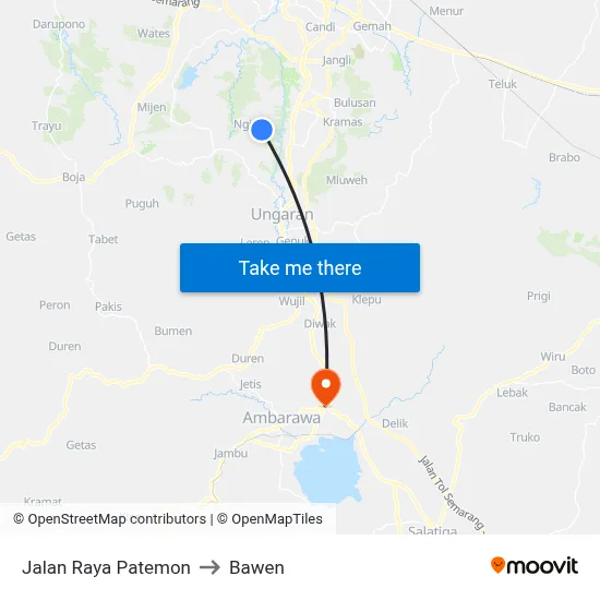 Jalan Raya Patemon to Bawen map