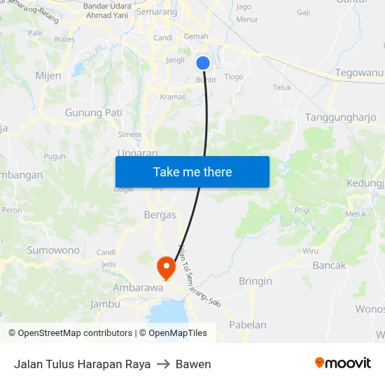 Jalan Tulus Harapan Raya to Bawen map