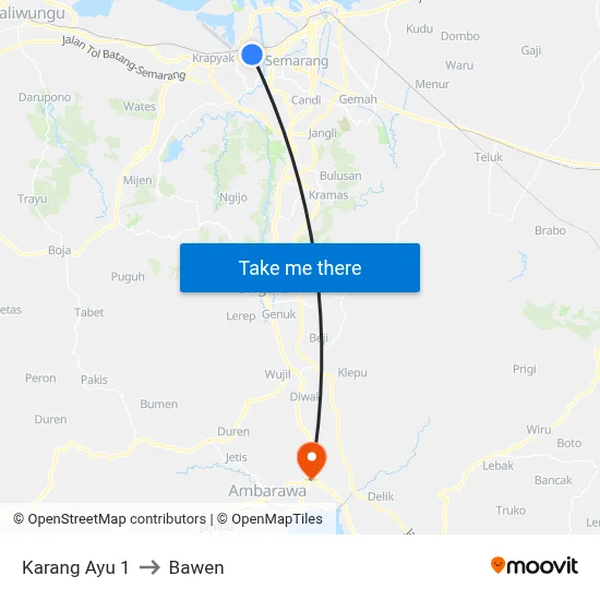 Karang Ayu 1 to Bawen map