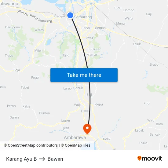 Karang Ayu B to Bawen map
