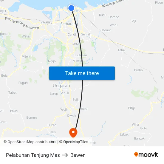 Pelabuhan Tanjung Mas to Bawen map