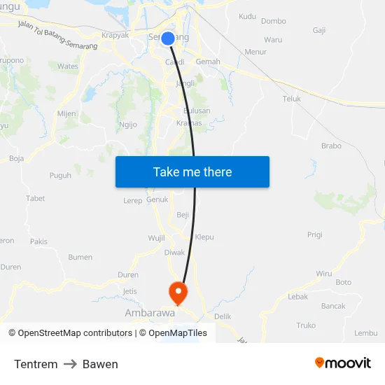 Tentrem to Bawen map