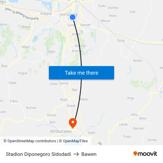 Stadion Diponegoro Sidodadi to Bawen map