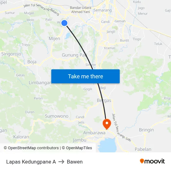 Lapas Kedungpane A to Bawen map