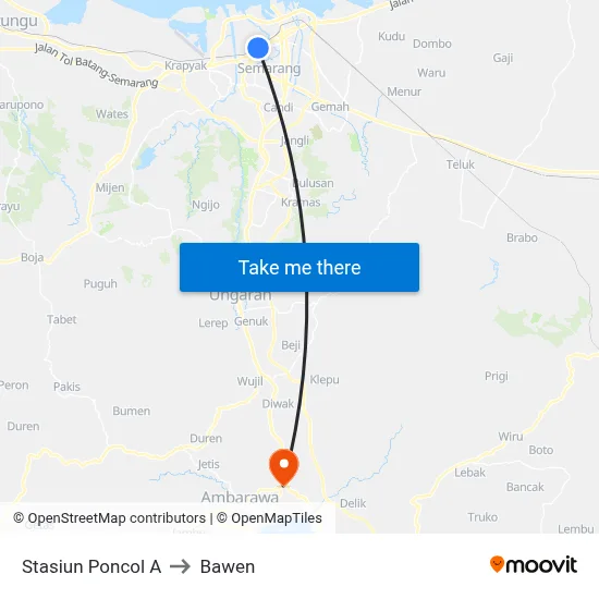 Stasiun Poncol A to Bawen map