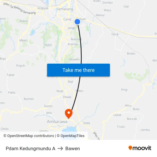 Pdam Kedungmundu A to Bawen map