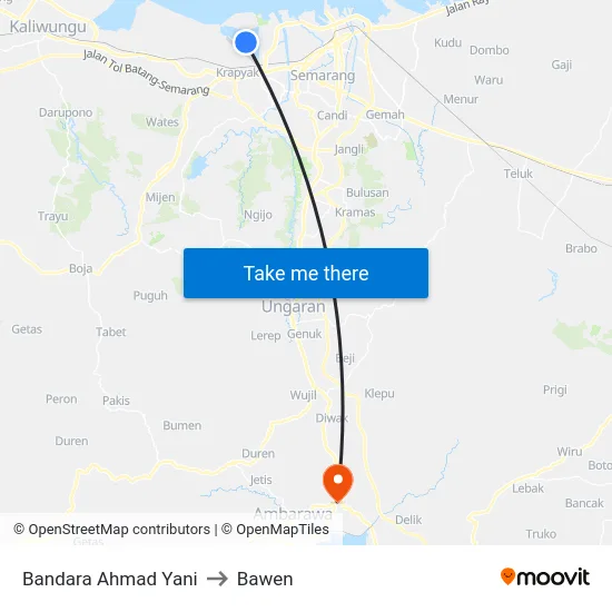 Bandara Ahmad Yani to Bawen map