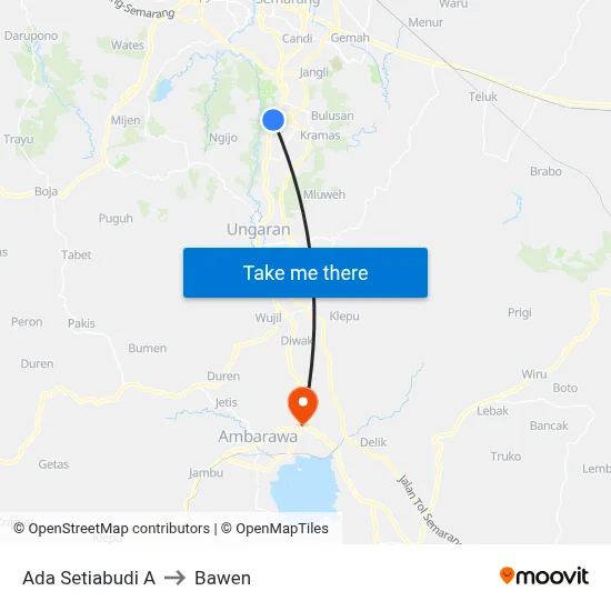 Ada Setiabudi A to Bawen map