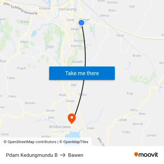 Pdam Kedungmundu B to Bawen map