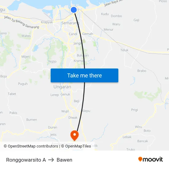 Ronggowarsito A to Bawen map