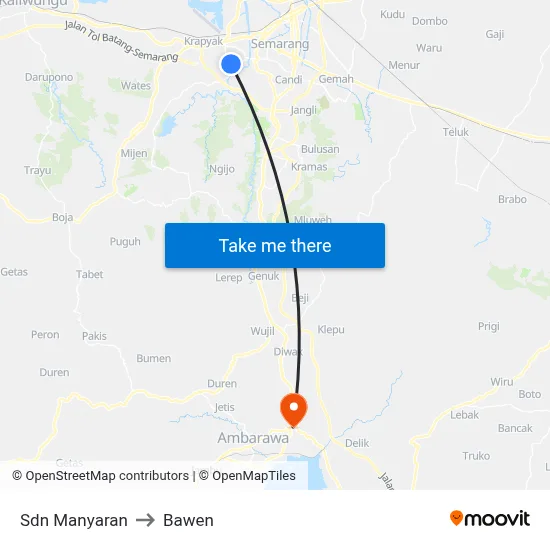 Sdn Manyaran to Bawen map