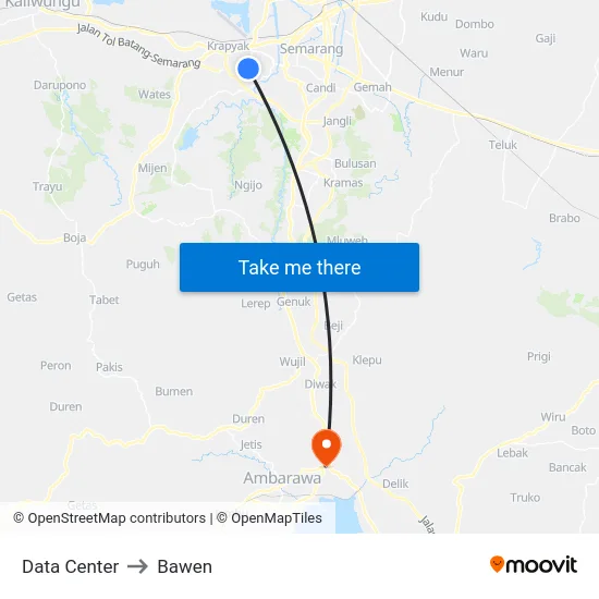 Data Center to Bawen map